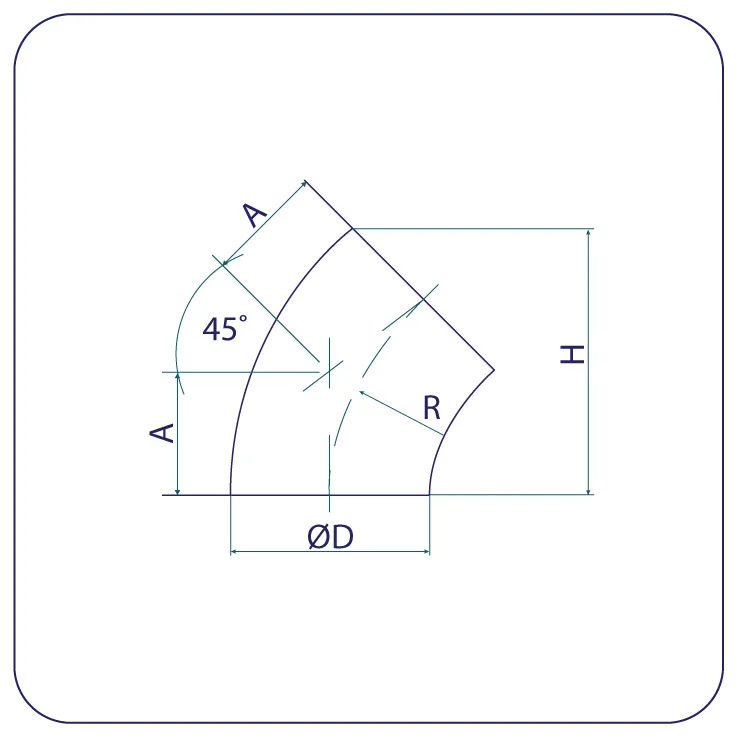 Stainless Steel Hygienic 45 Degree Bends to BS4825 PT2,Grades 304 + 316L,Descaled & Dull Polished