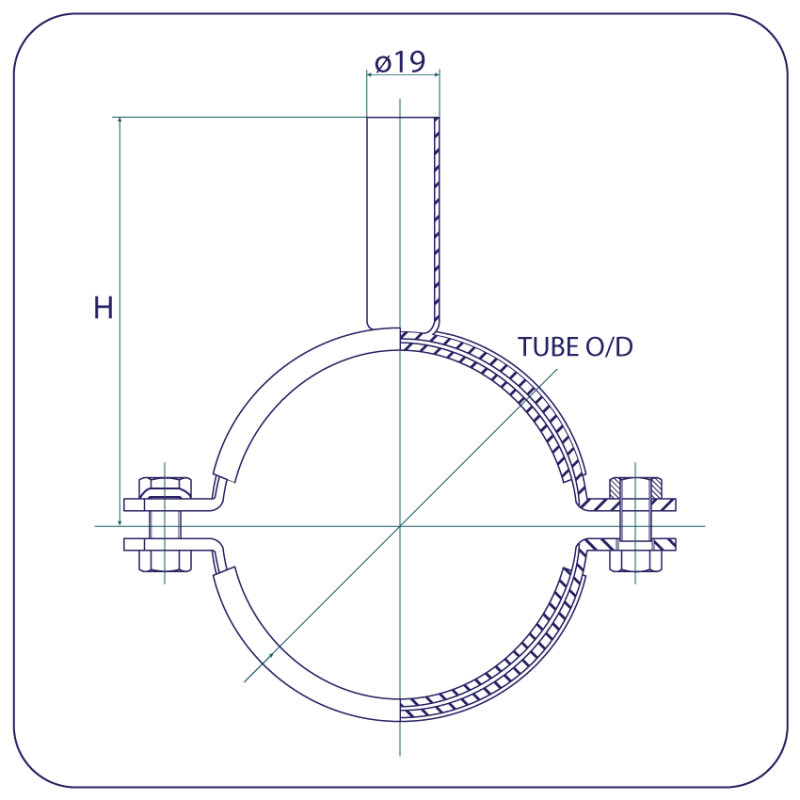 Bolted Pipe Clip C/W Blue Insert Weld Type - Concept Stainless